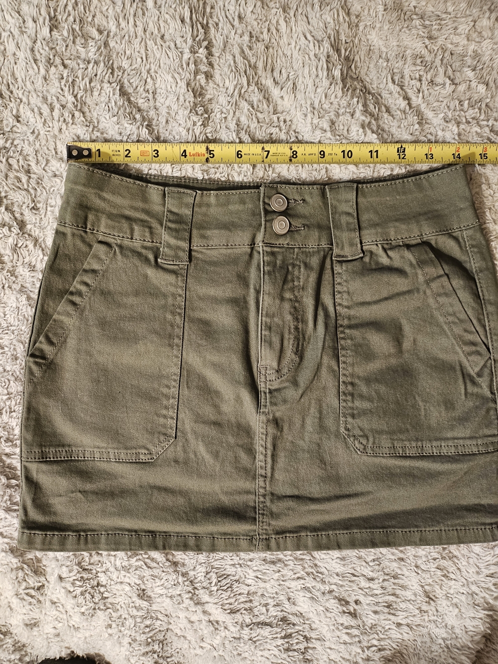 Olive Green Utility Mini Skirt with Front Pockets By Celebrity Pink
